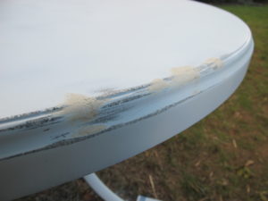 Tried to sand out chips--pretty difficult to get totally smooth!