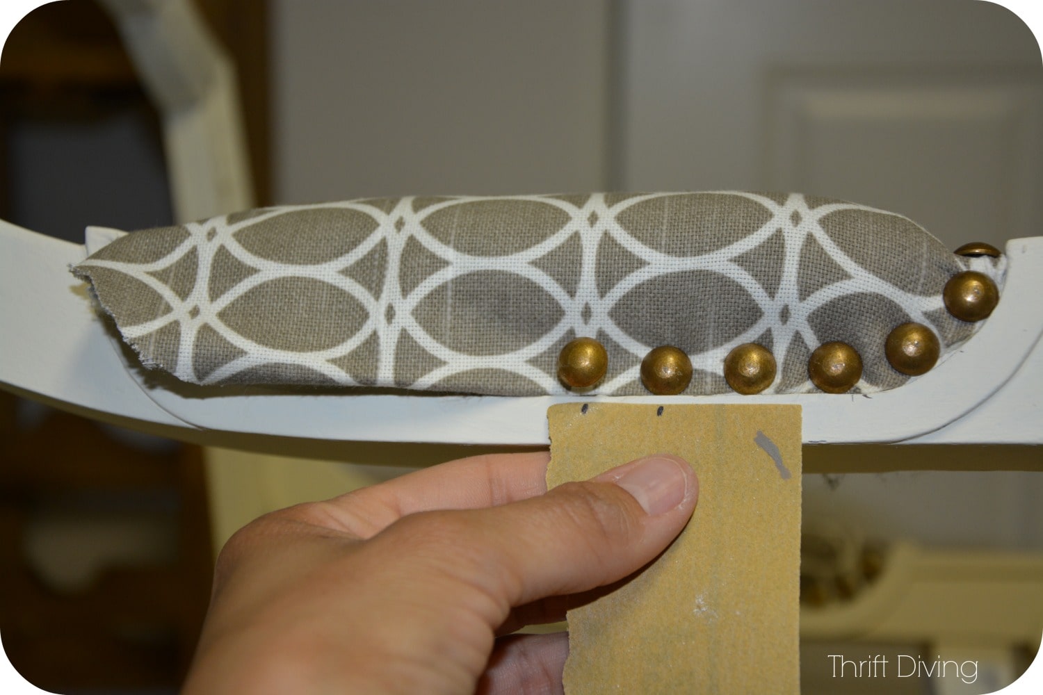 Installing Decorative Tacks.jpg Thrift Diving Blog